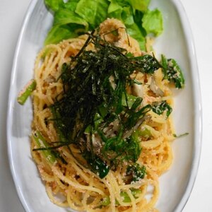 混ぜて→和える”クリーミーな明太子パスタ”